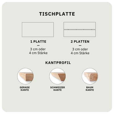 Tyr - Couchtisch | 2 Platten & Schweizer Kante - Eiche Moor Geölt FK