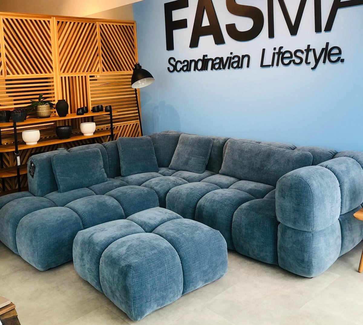 Prestige Modulsofa - 1,5 Sitzer Ecksofa mit Openend & Hocker - Stoff Terranova Petrol