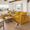 Lazy Modulsofa - 3 Sitzer mit Chaiselongue Links - Stoff Terranova Senf