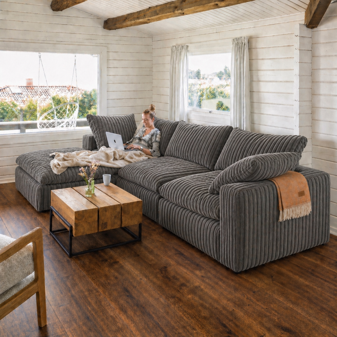 Lazy Modulsofa - 3 Sitzer mit Chaiselongue Links