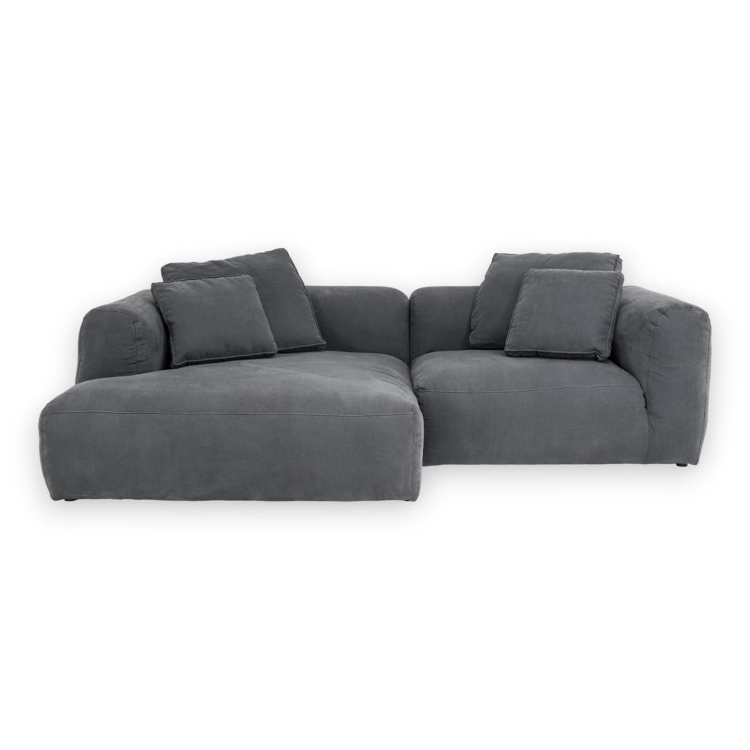 Luna Modulsofa - 1,5 Sitzer mit XXL Chaiselongue Links - Stoff Shadow