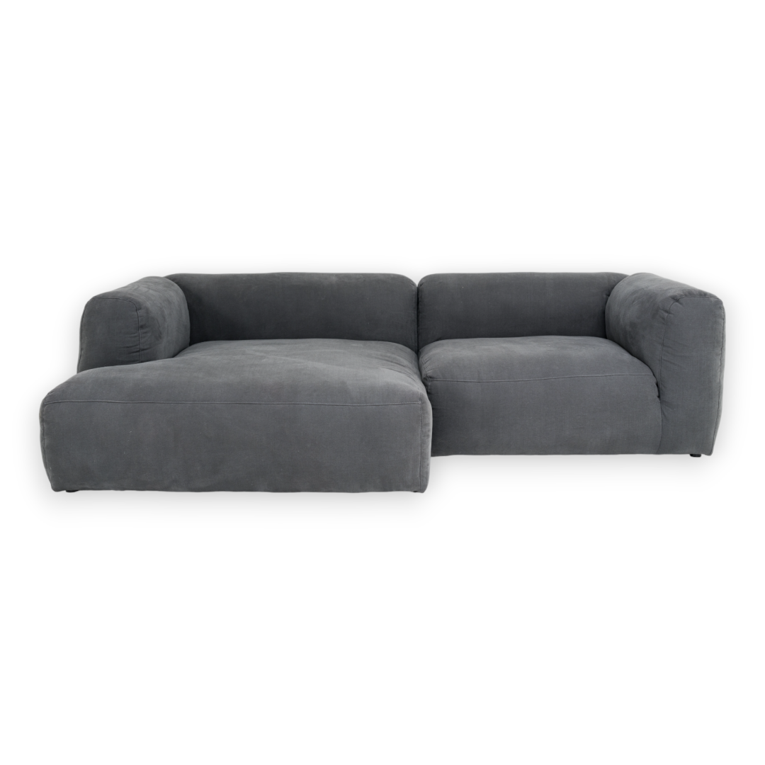 Luna Modulsofa - 1,5 Sitzer mit XXL Chaiselongue Links - Stoff Shadow