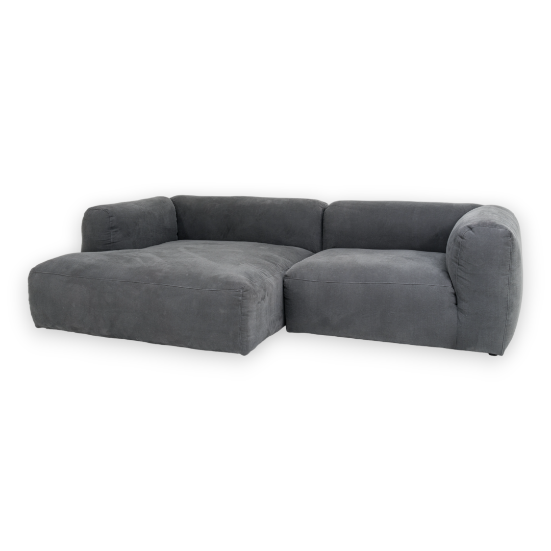 Luna Modulsofa - 1,5 Sitzer mit XXL Chaiselongue Links - Stoff Shadow