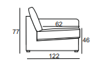 Luna Modulsofa - 1,5 Sitzer mit XXL Chaiselongue Rechts - Stoff Shadow