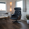 Magnus - Relax Sessel | Manuell Verstellbar - Leder Omaha Schwarz | Schale Nussbaum