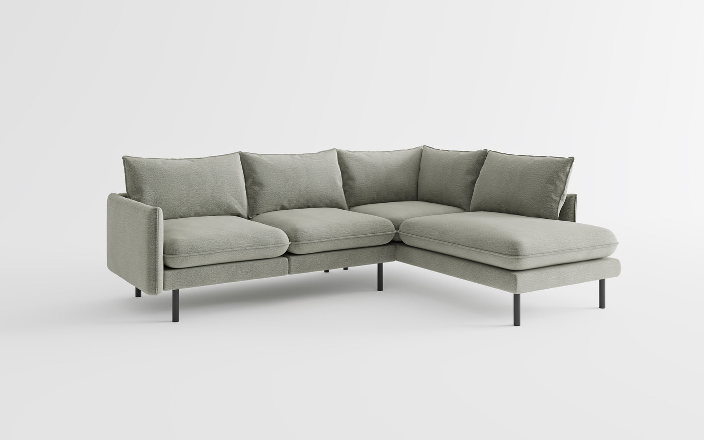 Ella Chaiselongues Sofa - Stoff Farbe Hell Grau - Rechts