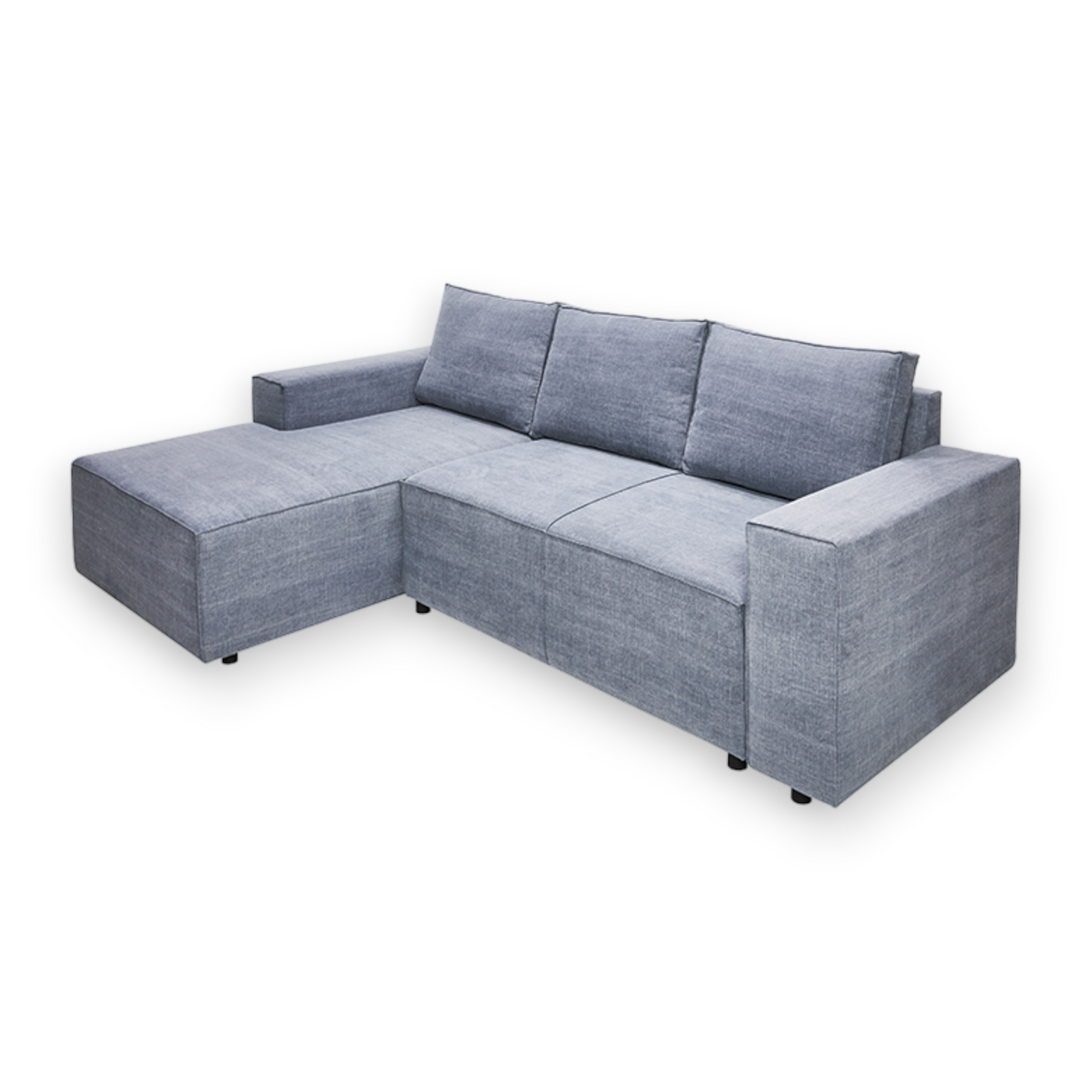 Karlstad Schlafsofa - 2 Sitzer mit Chaiselongue Links - Stoff Kiss Blue