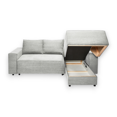 Karlstad Schlafsofa - 2 Sitzer mit Chaiselongue Rechts - Stoff Kiss Light Grey