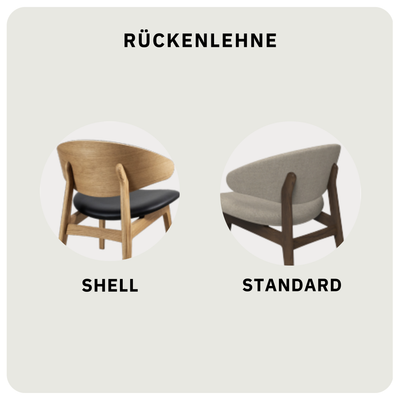 Rasmus Loungechair - Sitz & Lehne Leder Sigma Black | Gestell Eiche Geölt | Shell