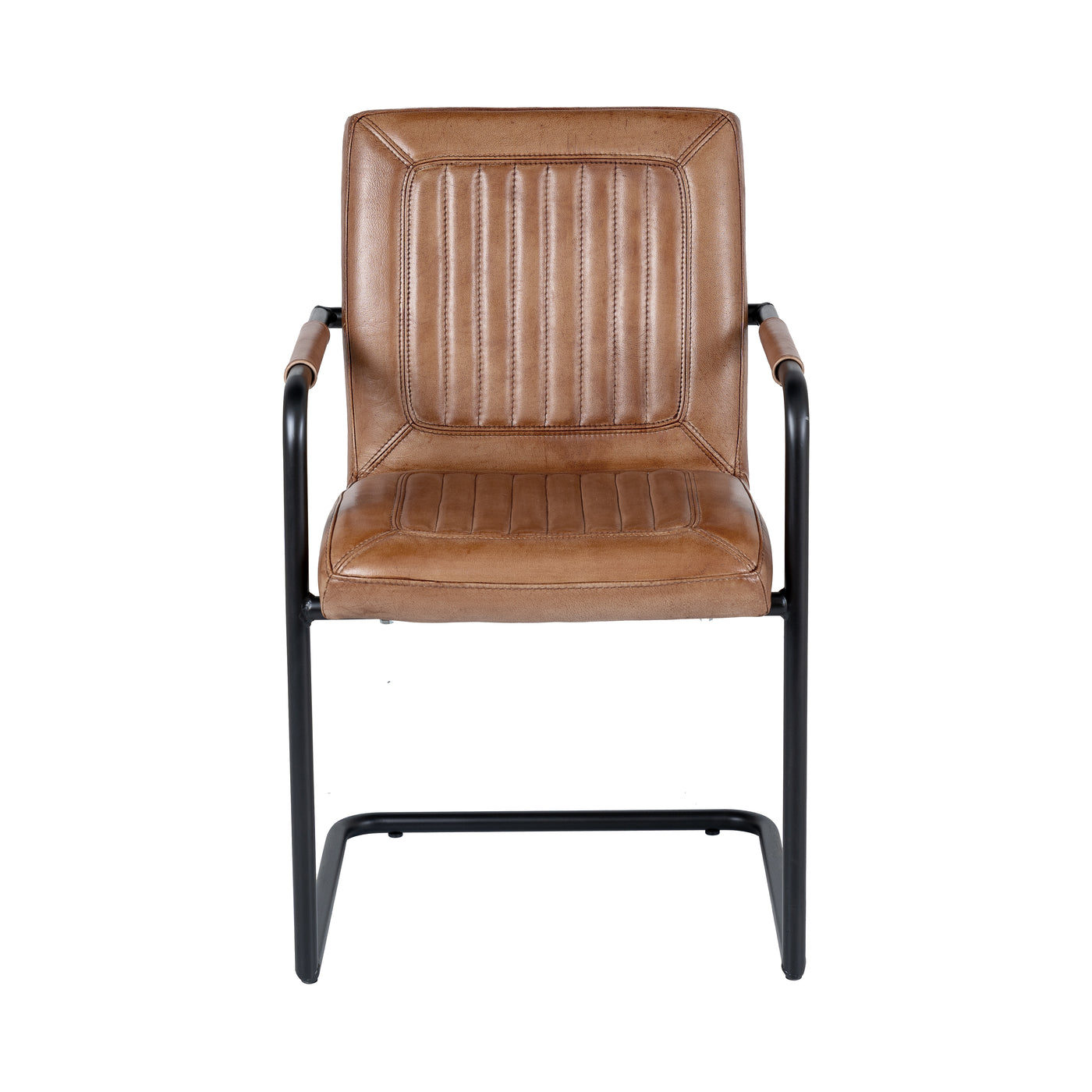 Emilia Stuhl - mit Armlehne - Leder Texas Brandy