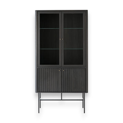 Welve - Vitrine 103cm | Metallgestell Schwarz - Eiche Massiv UP