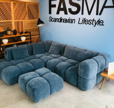 Prestige Modulsofa - 1,5 Sitzer Ecksofa mit Openend & Hocker - Stoff Terranova Petrol