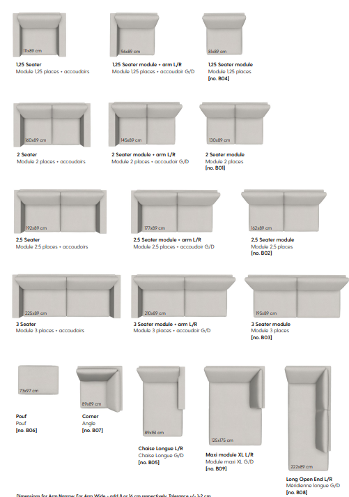 Louise Modulsofa - 2,5 Sitzer - Stoff Adore