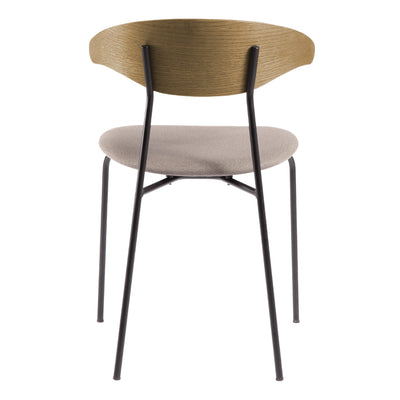 Rasmus Stuhl - Gestell Metall - Sitz Stoff Capture Beige | Lehne Eiche Natur geölt
