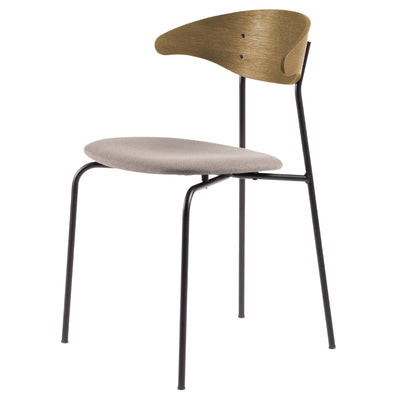 Rasmus Stuhl - Gestell Metall - Sitz Stoff Capture Beige | Lehne Eiche Natur geölt