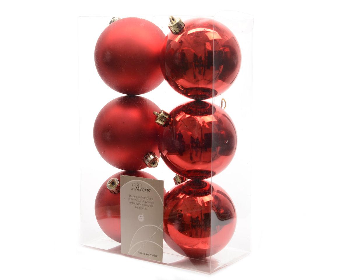Weihnachtskugeln bruchfest glanz-matt rot - 6cm