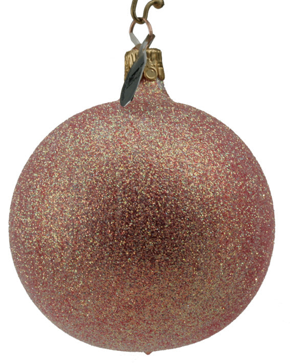 Weihnachtskugel Goldflimmer Größe 8cm rot pastell - 8cm