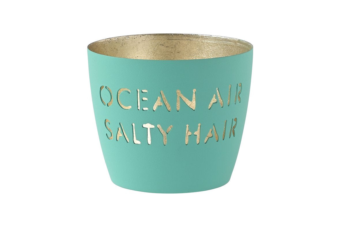 Madras Windlicht, M, Ocean Air Salty Hair, Türkis  - 10x8,5cm