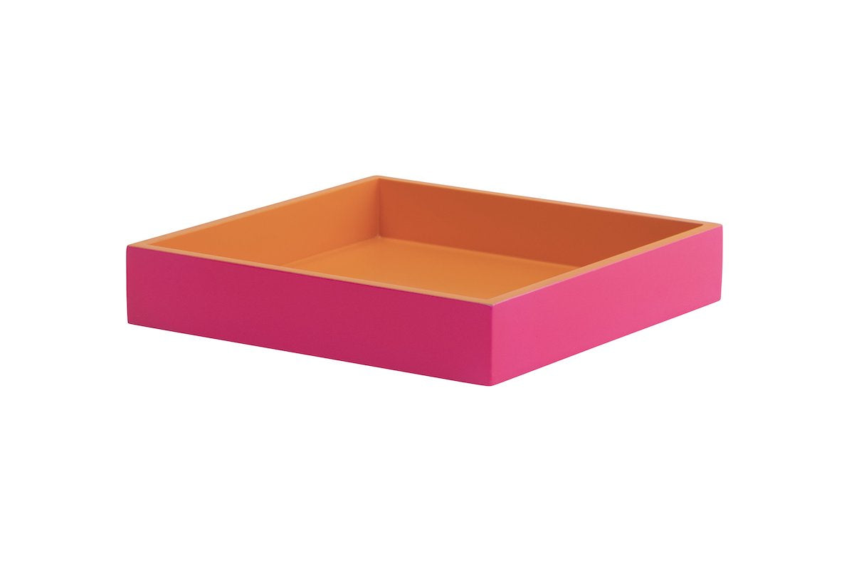 Spa Tablett, S, quadratisch, 2farbig, pink/orange  - 19x19x3,5cm