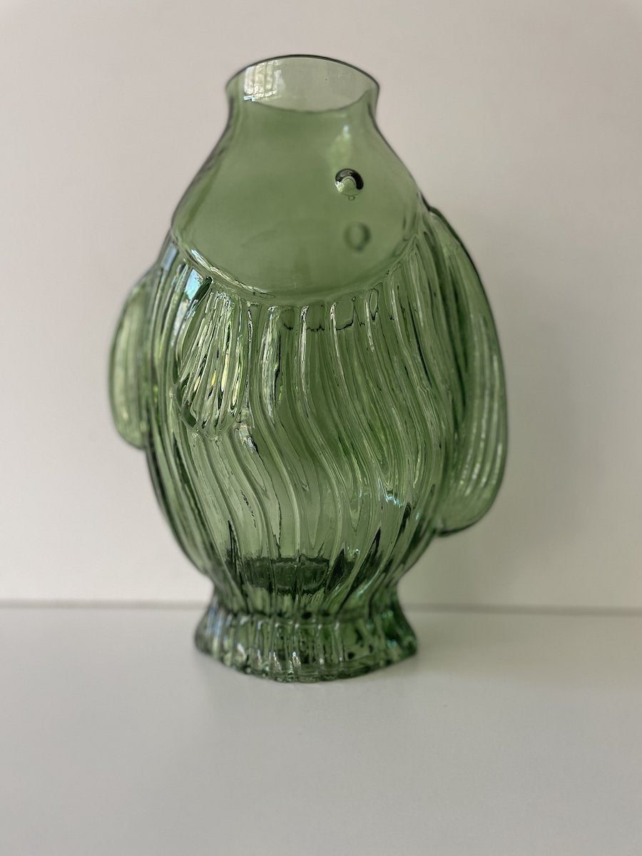 Vase Fisch Jacquard, M, Grün  - 18x25x11cm