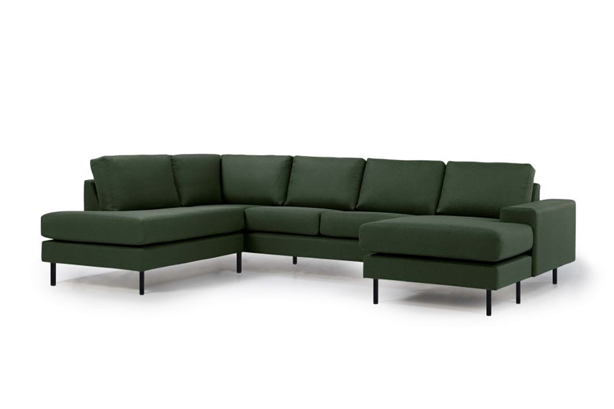 Madrid | U-Sofa - Grün | Weicher Stoff - Links