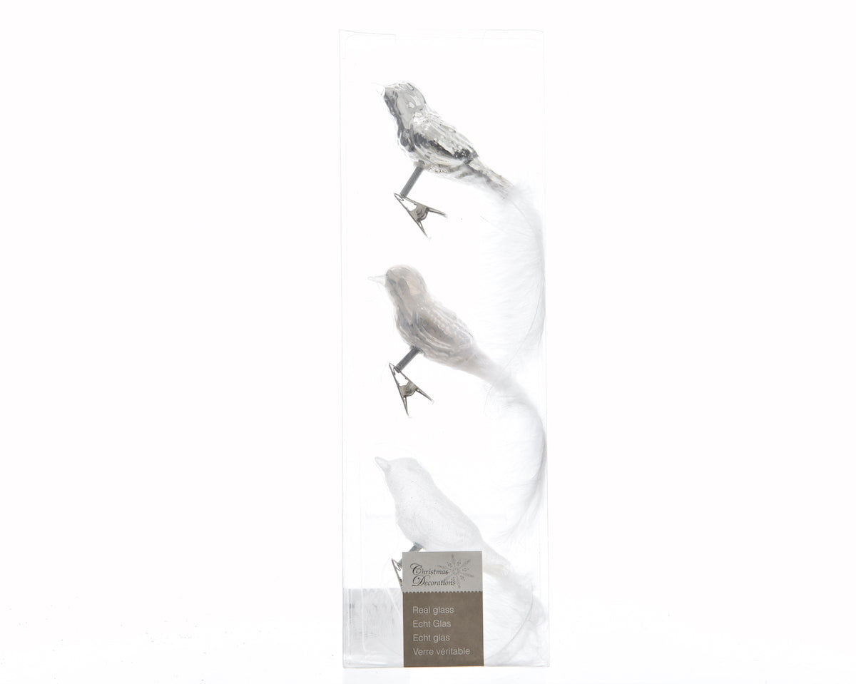 Vögel aus Glas Mix Farbe Silber  - 3x8x3,5cm