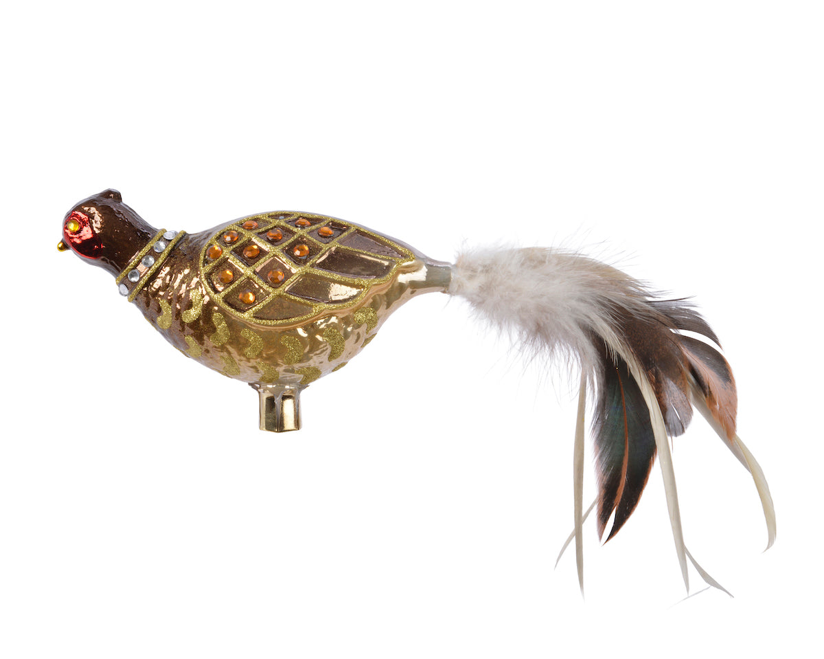 Vogel aus Glas Fasan auf Klipp  - 20,5x5,5x10cm