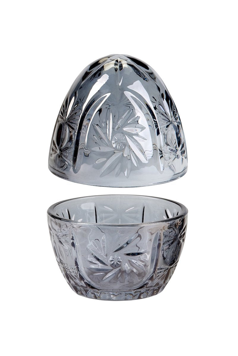 Ei aus Glas Pearl, Farbe Grau  - 9,5x14,3x9,5cm