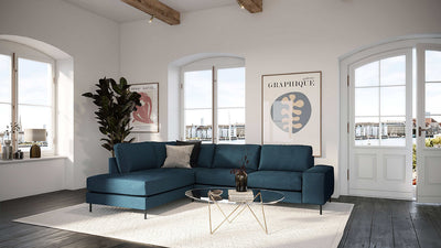 Madrid | Chaise Lounge Sofa - Hellgrau | Weicher Stoff - Rechts