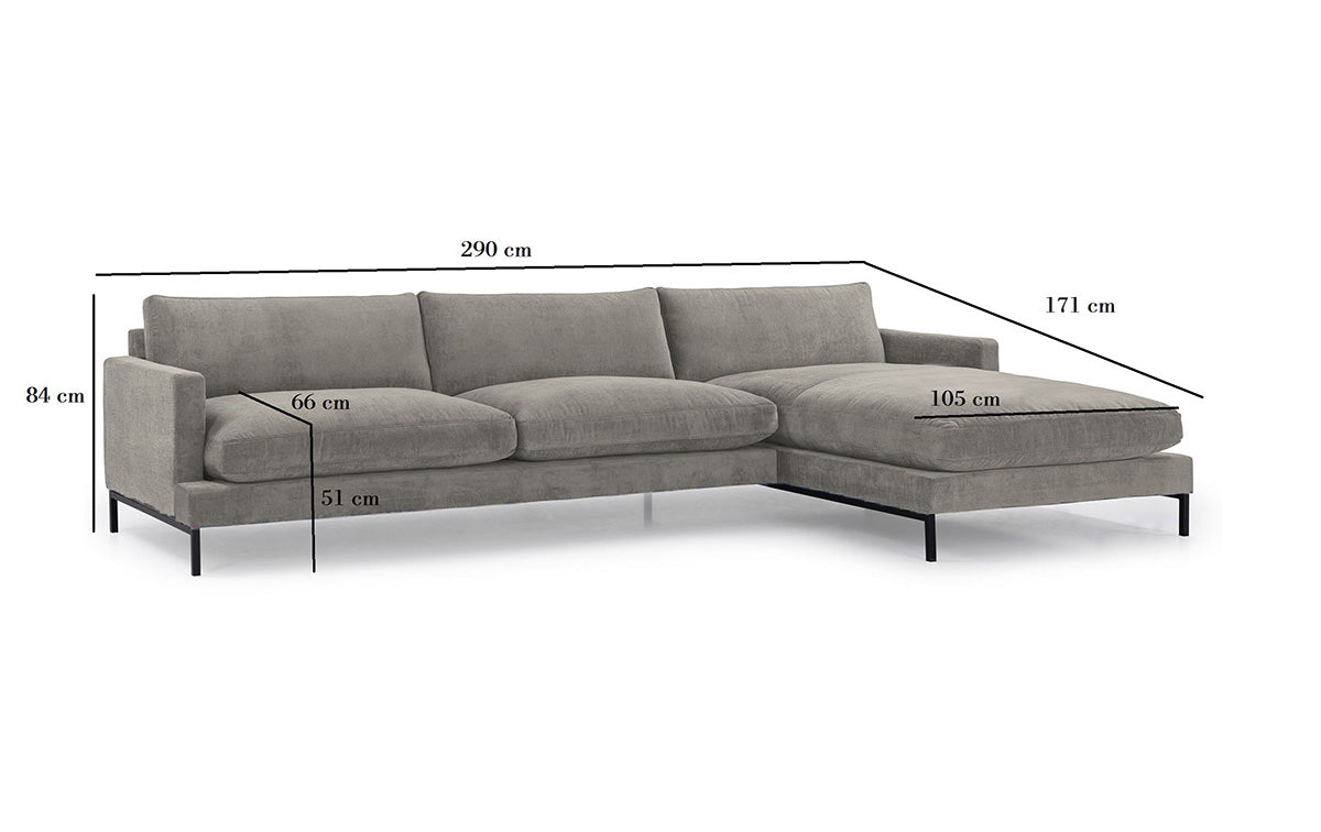 Barcelona | 2,5 Sitzer | Sofa mit Chaise Lounge - Latte | Weicher Natur Stoff - Links