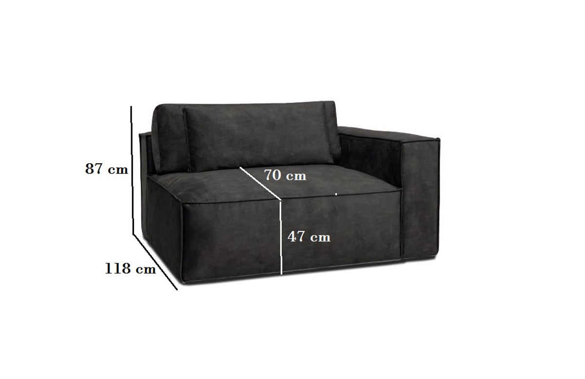 Roma | Modul mit Armlehn - Braun | Velour - Links