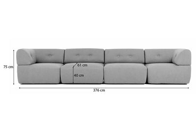 Toronto | 4 Sitzer - Modul Sofa | Vier Module  - Latte | Weicher Stoff