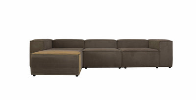 Palermo | Großes 3 Sitzer mit Chaise Lounge - Hellgrau Samt | Samt Stoff