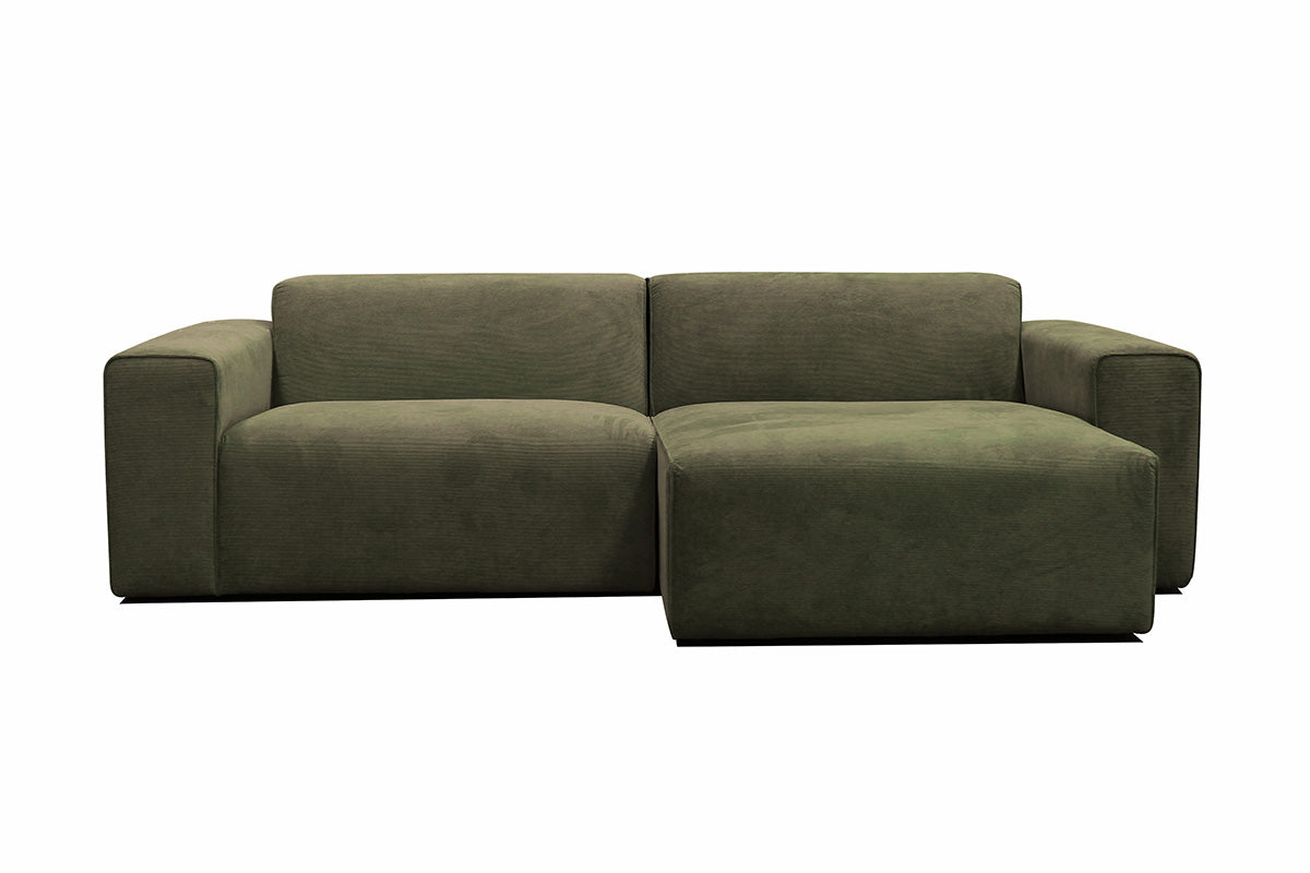 Manhattan | Chaise Lounge Sofa | Zwei Module - Khaki Grün | Weicher Stoff - Rechts
