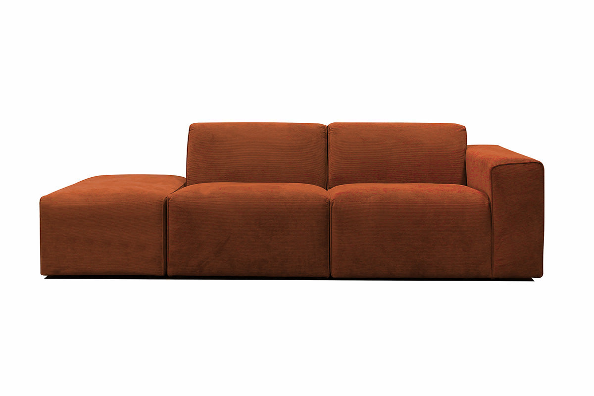 Manhattan | 2 Sitzer | Sofa mit Open-End - Orange | Weicher Stoff - Rechts