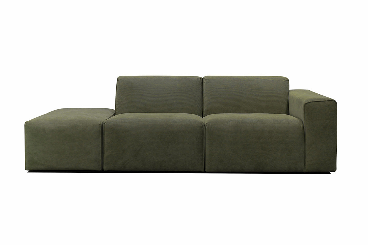 Manhattan | 2 Sitzer | Sofa mit Open-End - Khaki Grün | Weicher Stoff - Rechts