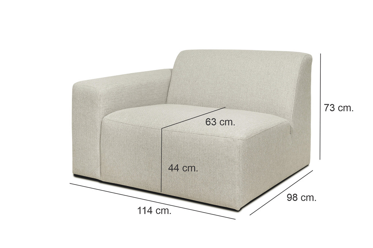 Boston | 1,5  Sitzer | Modul mit Armlehn - Anthrazit | Weicher Stoff - Rechts
