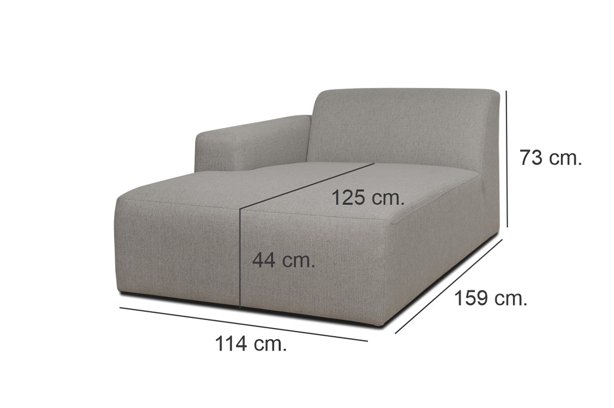 Boston | Chaise Lounge Modul - Anthrazit | Weicher Stoff - Rechts