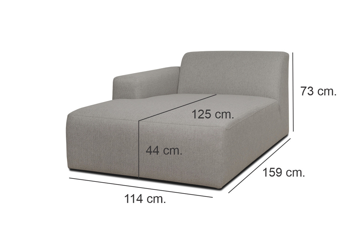 Boston | Chaise Lounge Modul - Latte - Leverned | Weicher Stoff
