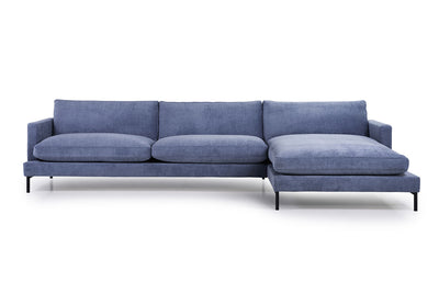 Barcelona | 2,5 Sitzer | Sofa mit Chaise Lounge -  Blau | Weicher Stoff - Rechts