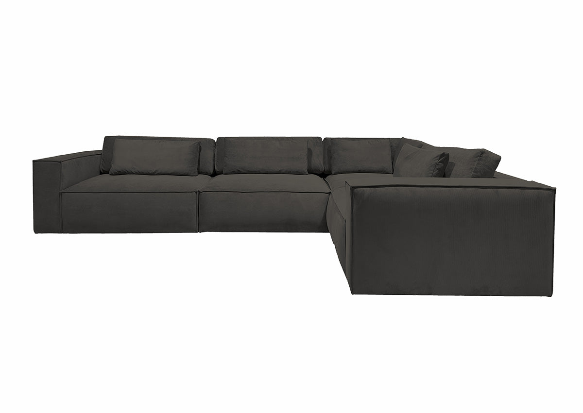 Roma | Ecksofa - Anthrazit | Weicher Stoff - Rechts