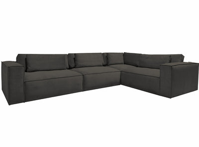 Roma | Ecksofa - Anthrazit | Weicher Stoff - Rechts