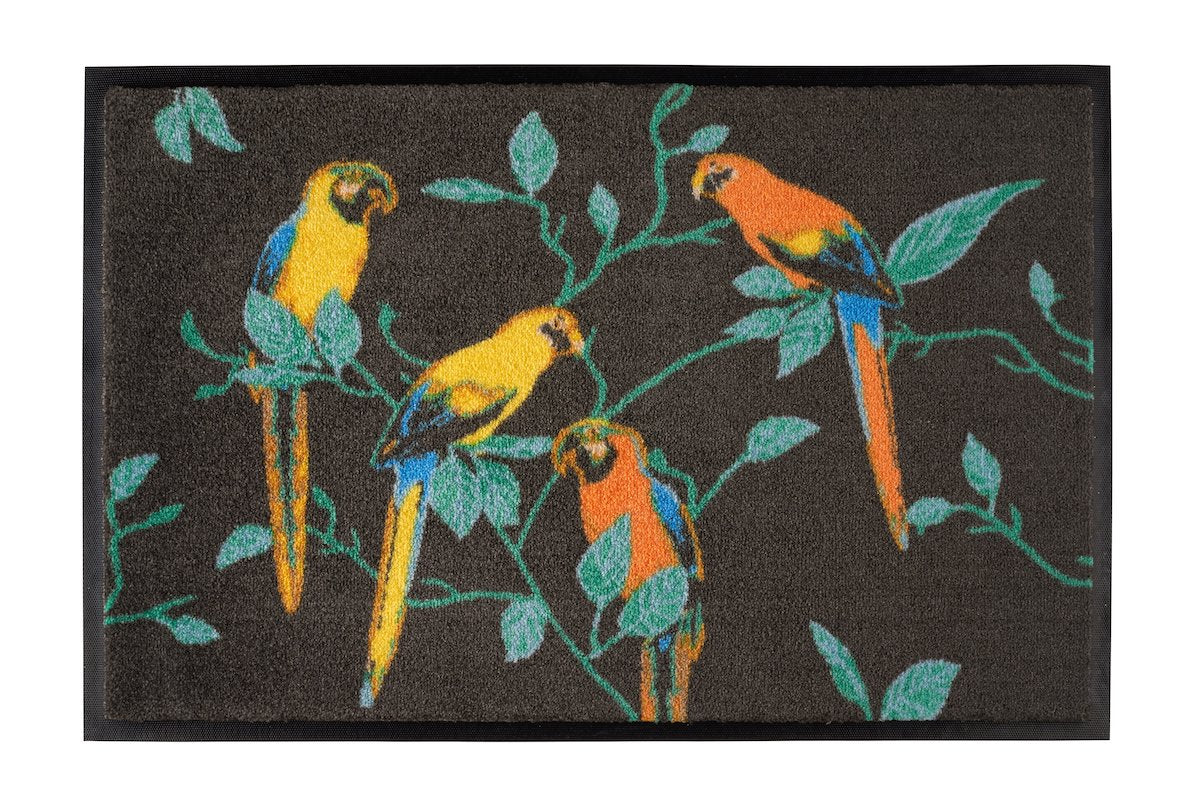 Fußmatte Papagei waschbar Farbe Schwarz/Bunt  - 75x50cm