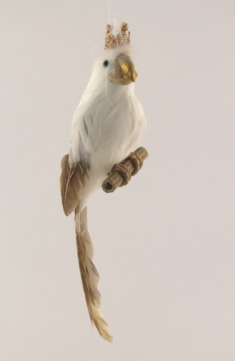 Hänger Papagei Weiß mit Krone  - 31x22cm