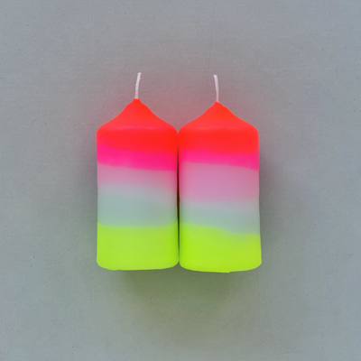 Kerze Dip Dye Neon Lollipop Twins  - 10x5cm